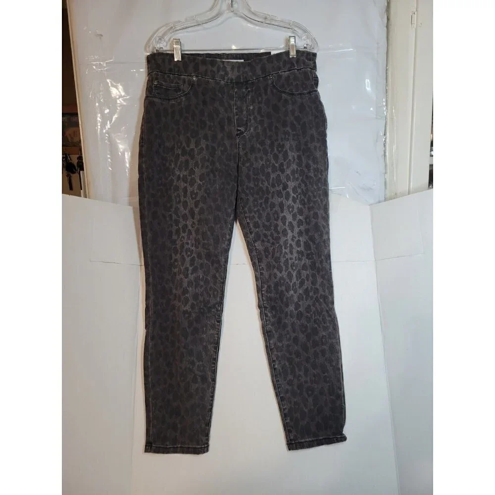 Tribal Jeans Audrey Mid Rise Ankle Jegging Grey Leopard Print Size‎ 14 Pull On